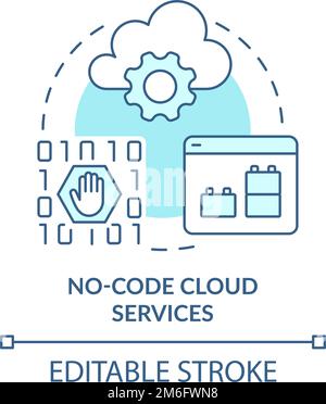 No-code cloud services turquoise concept icon Stock Vector