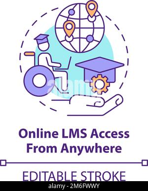 Online LMS access from anywhere concept icon Stock Vector