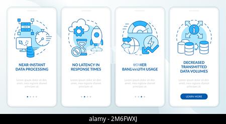 Cloud and edge tech innovations blue onboarding mobile app screen Stock Vector