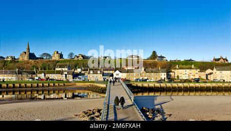 Lossiemouth  Moray coast Scotland the new bridge over the River Lossie in winter Stock Photo