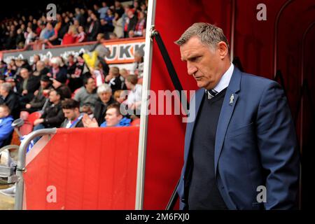 Blackburn Rovers Manager Tony Mowbray walks out of the tunnel - Brentford v Blackburn Rovers, Sky Bet Championship, Griffin Park, London - 7th May 2017. Stock Photo