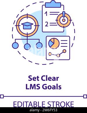 Set clear lms goals concept icon Stock Vector