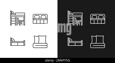 Furniture for home pixel perfect linear icons set for dark, light mode Stock Vector