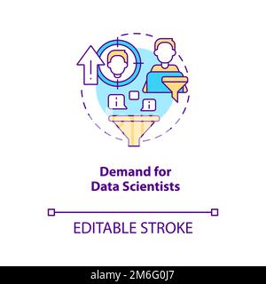 Increasing demand for data scientists concept icon Stock Vector