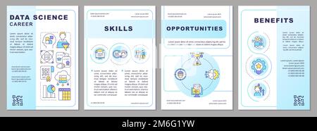 Data science career blue gradient brochure template Stock Vector