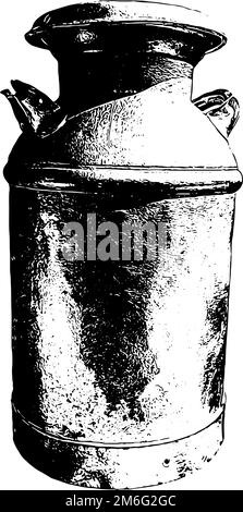 Vintage milk canister jug illustration in black Stock Vector