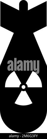 Nuclear bomb silhouette icon. Nuclear weapon. Atomic bomb. Editable vector. Stock Vector