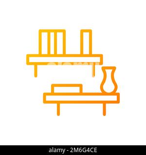 Floating shelf pixel perfect gradient linear vector icon Stock Vector