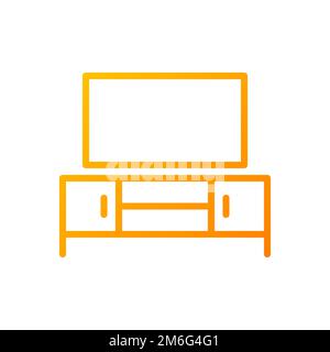 TV stand pixel perfect gradient linear vector icon Stock Vector