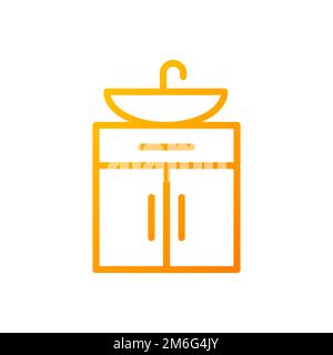 Washstand pixel perfect gradient linear vector icon Stock Vector