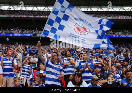 Reading fans - Huddersfield Town v Reading, Sky Bet Championship Play-Off Final, Wembley Stadium, London - 29th May 2017. Stock Photo