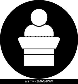 Icon of a person giving a circular presentation. Election speech. Editable vector. Stock Vector