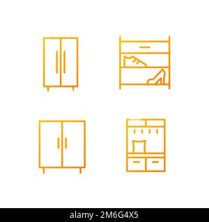 Furniture for clothes pixel perfect gradient linear vector icons set Stock Vector