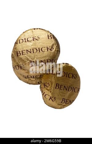 Bendicks Mint Fondants isolated on white background - peppermint creams covered in rich dark chocolate Stock Photo