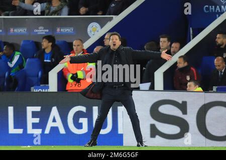 Atletico Madrid Manager, Diego Simeone - Leicester City v Atletico Madrid, UEFA Champions League Quarter-final second leg, Leicester City Stadium, Leicester - 18th April 2017. Stock Photo