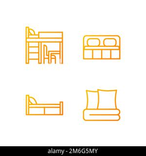 Furniture for home pixel perfect gradient linear vector icons set Stock Vector