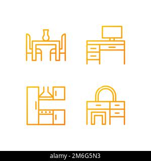Purchasing furniture pixel perfect gradient linear vector icons set Stock Vector
