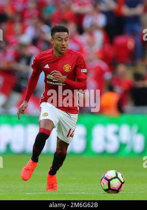 Jesse Lingard of Manchester United - Leicester City v Manchester United, FA Community Shield, Wembley Stadium, London - 7th August 2016 Stock Photo