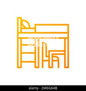 Loft bed pixel perfect gradient linear vector icon Stock Vector