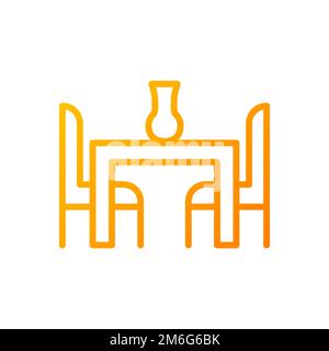 Dining room set pixel perfect gradient linear vector icon Stock Vector