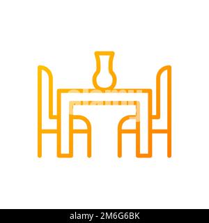 Dining room set pixel perfect gradient linear vector icon Stock Vector