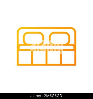 Double bed pixel perfect gradient linear vector icon Stock Vector
