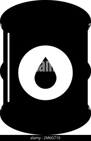 Oil, crude oil and other liquid fuel drum silhouette icon. Editable vector. Stock Vector