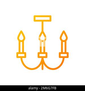 Chandelier pixel perfect gradient linear vector icon Stock Vector