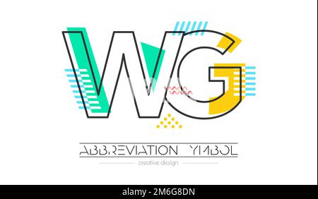 Letters W and G. Merging of two letters. Initials logo or abbreviation symbol. Vector illustration for creative design and creative ideas. Flat style. Stock Vector