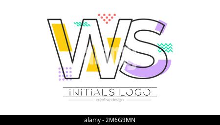 Letters W and S. Merging of two letters. Initials logo or abbreviation symbol. Vector illustration for creative design and creative ideas. Flat style. Stock Vector