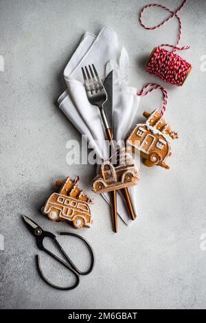 Christmas dinner table Stock Photo