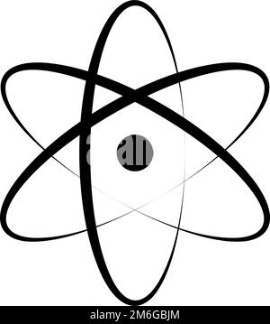 Afterimage silhouette icon of nucleus and spinning electrons. Editable vector. Stock Vector