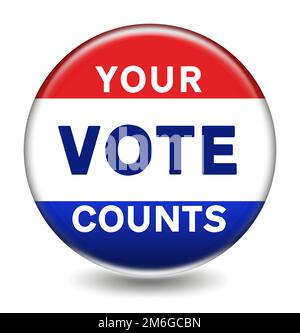YOUR VOTE COUNTS - election vote button Stock Photo