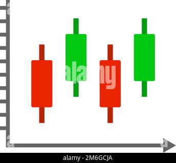 Scaled candlestick chart icon. Fluctuation in stock price. Editable vector. Stock Vector