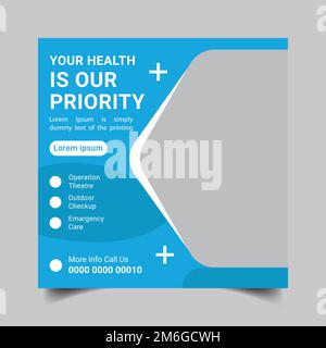 Medical Health care social media post template. Stock Vector
