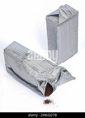 Aluminum foil vacuum sealed coffee bag Stock Photo