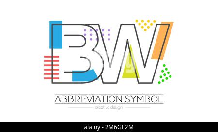 Letters B and W. Merging of two letters. Initials logo or abbreviation symbol. Vector illustration for creative design and creative ideas. Flat style. Stock Vector