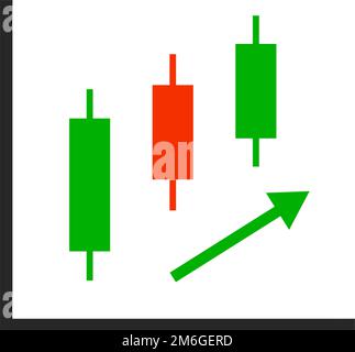 Candlestick chart of an uptrend. Increase in stock price. Editable vector. Stock Vector