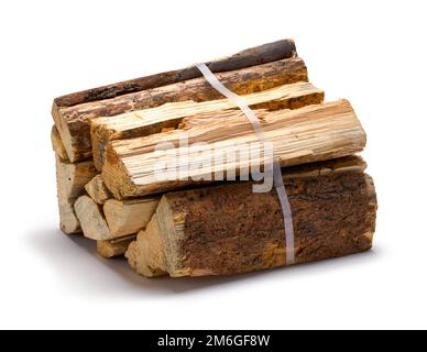 Bundle of Wood Cut Out on White. Stock Photo