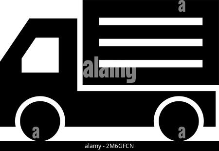 Silhouette icon of a delivery truck. Vehicle transporting a package. Editable vector. Stock Vector