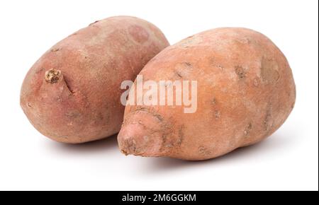 Organic Sweet Potatoes Isolated On White Background Stock Photo