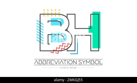 Letters B and H. Merging of two letters. Initials logo or abbreviation symbol. Vector illustration for creative design and creative ideas. Flat style. Stock Vector