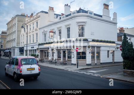 London- December 2022:The Hereford Arms on Gloucester Road, an attractive traditional British Fuller's pub and restaurant Stock Photo