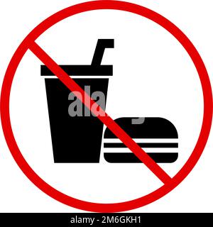 No Eating or Drinking Sign. No Food Area. Facility information. Editable vector. Stock Vector