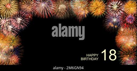 Birthday card with party, fireworks and champagne Stock Photo