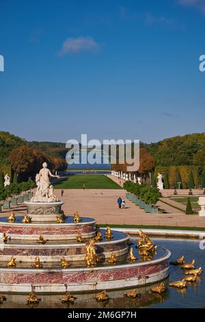 Bassin de Latone - Baroque Water Fountain in Huge Gardens of the Versailles Palace (Chateau de Versailles) near Paris, France. M Stock Photo