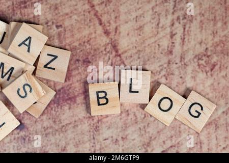 Blog, letters on wooden cubes Stock Photo