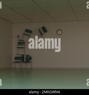 3d render, 3d illustration. Empty room or office with waiting chairs. Stock Photo