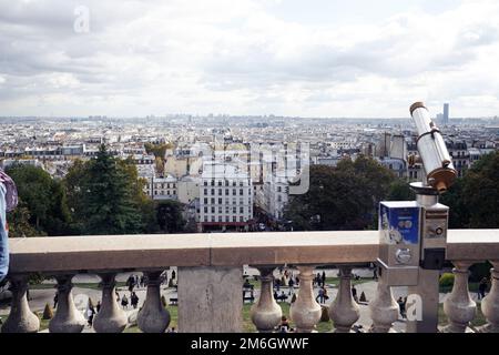 Paris, parisienne, horizon, skyline, metropolis, french, france, clouds, Tourists, Tourism, view, viewing point, viewpoint, look, out, cityscape, land Stock Photo