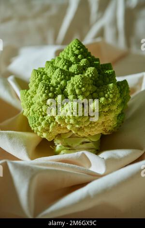 A closeup of Romanesco broccoli shot in a studio Stock Photo